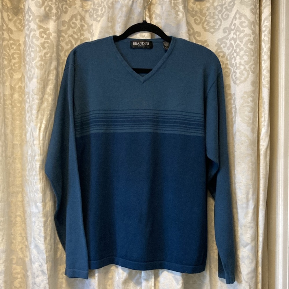 Brandini le collezion XL Classic Blue Long Sleeve V Neck